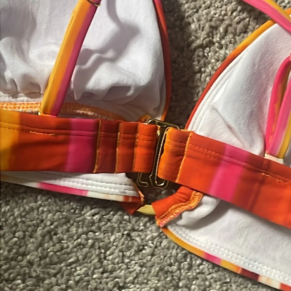 - 2/$30 New Shade Shore swimsuit in red candy stripes size medium